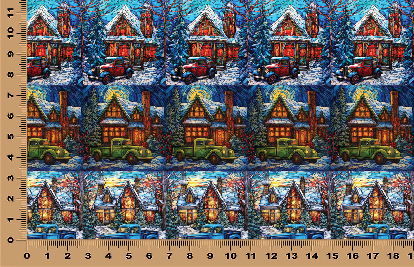 DecoCraft - Elevated Texture - Cherokee Rose - Realistic Stained Glass - Winter Trucks