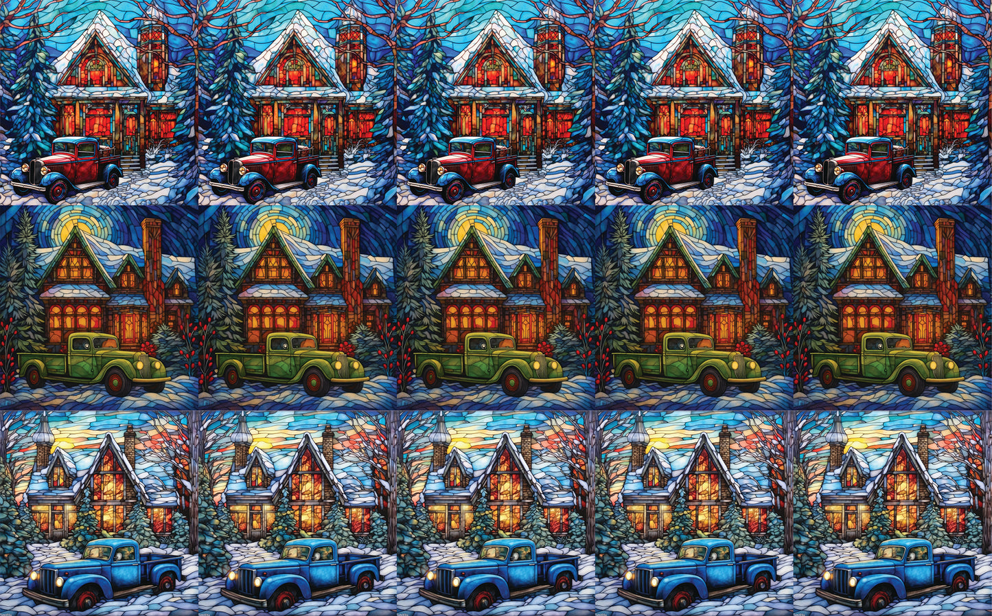 DecoCraft - Elevated Texture - Cherokee Rose - Realistic Stained Glass - Winter Trucks