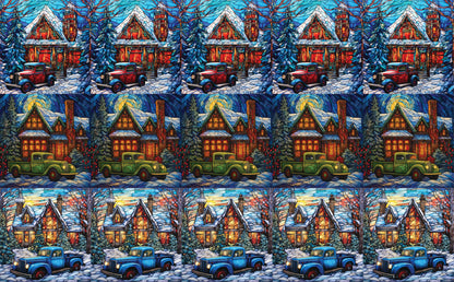 DecoCraft - Elevated Texture - Cherokee Rose - Realistic Stained Glass - Winter Trucks