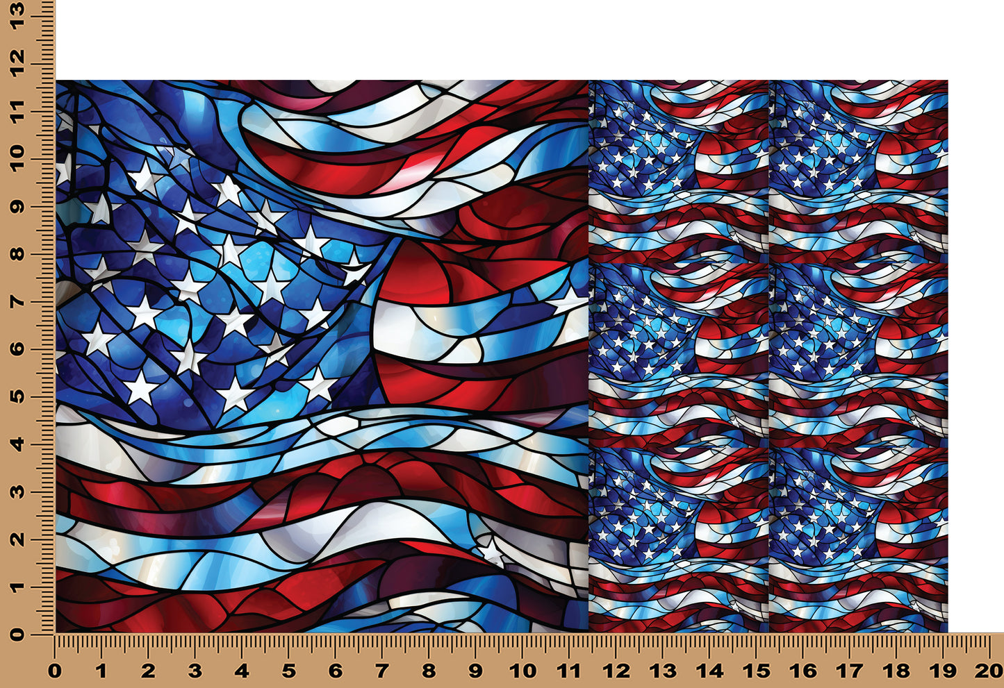 DecoCraft - Elevated Texture - Cherokee Rose - Realistic Stained Glass - American Flag