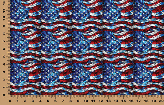 DecoCraft - Elevated Texture - Realistic Stained Glass - American Flag