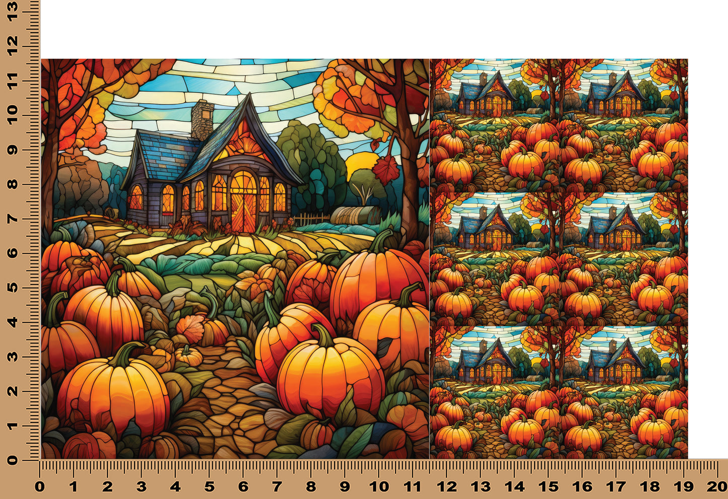 DecoCraft - Elevated Texture - Cherokee Rose - Realistic Stained Glass - Fall Farm