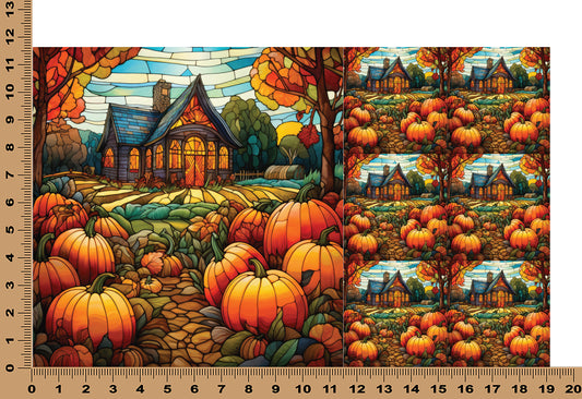 DecoCraft - Elevated Texture - Realistic Stained Glass - Fall Farm