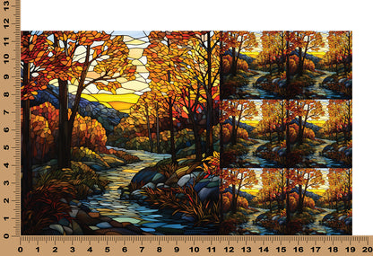 DecoCraft - Elevated Texture - Cherokee Rose - Realistic Stained Glass - Fall Forest