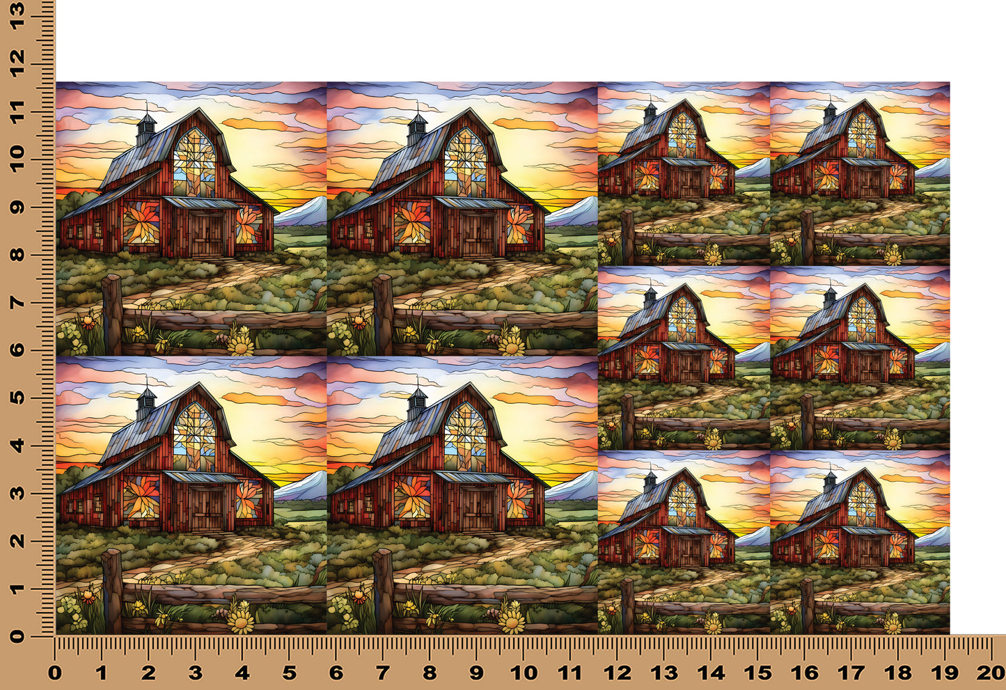 DecoCraft - Elevated Texture - Cherokee Rose - Realistic Stained Glass - Brown Barn Sunset