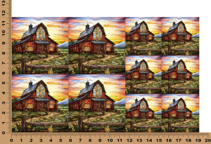DecoCraft - Elevated Texture - Cherokee Rose - Realistic Stained Glass - Brown Barn Sunset