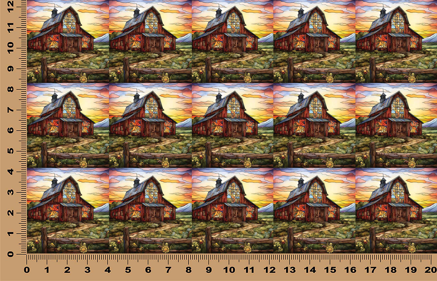 DecoCraft - Elevated Texture - Cherokee Rose - Realistic Stained Glass - Brown Barn Sunset