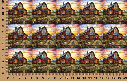 DecoCraft - Elevated Texture - Realistic Stained Glass - Brown Barn Sunset