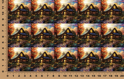 DecoCraft - Elevated Texture - Cherokee Rose - Realistic Stained Glass -Cobblestone Barn