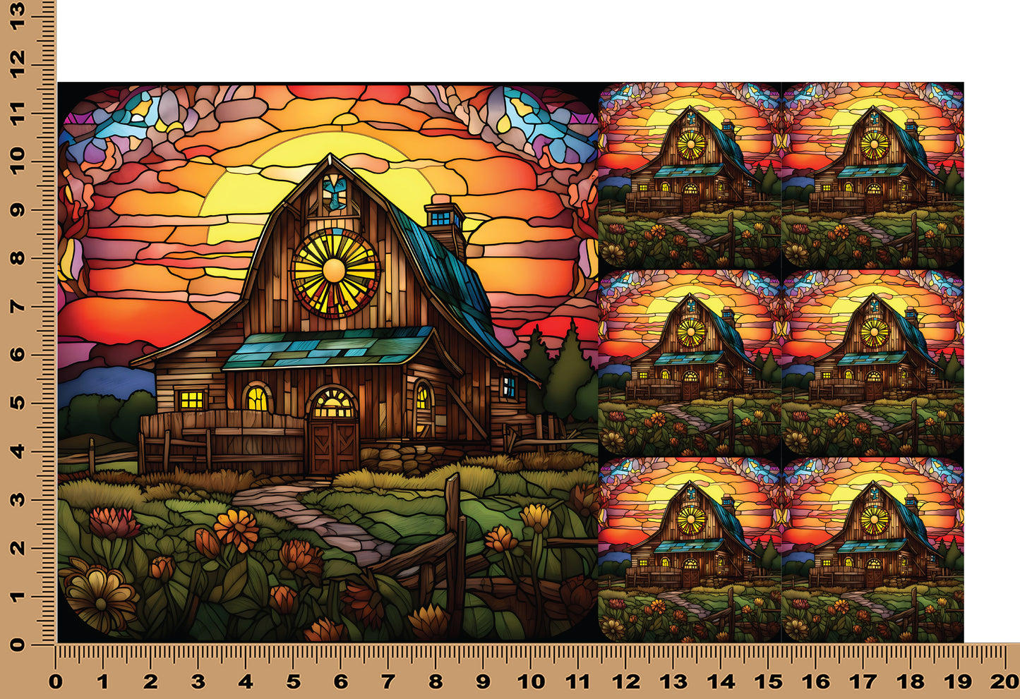 DecoCraft - Elevated Texture - Cherokee Rose - Realistic Stained Glass - Brown Circle Barn