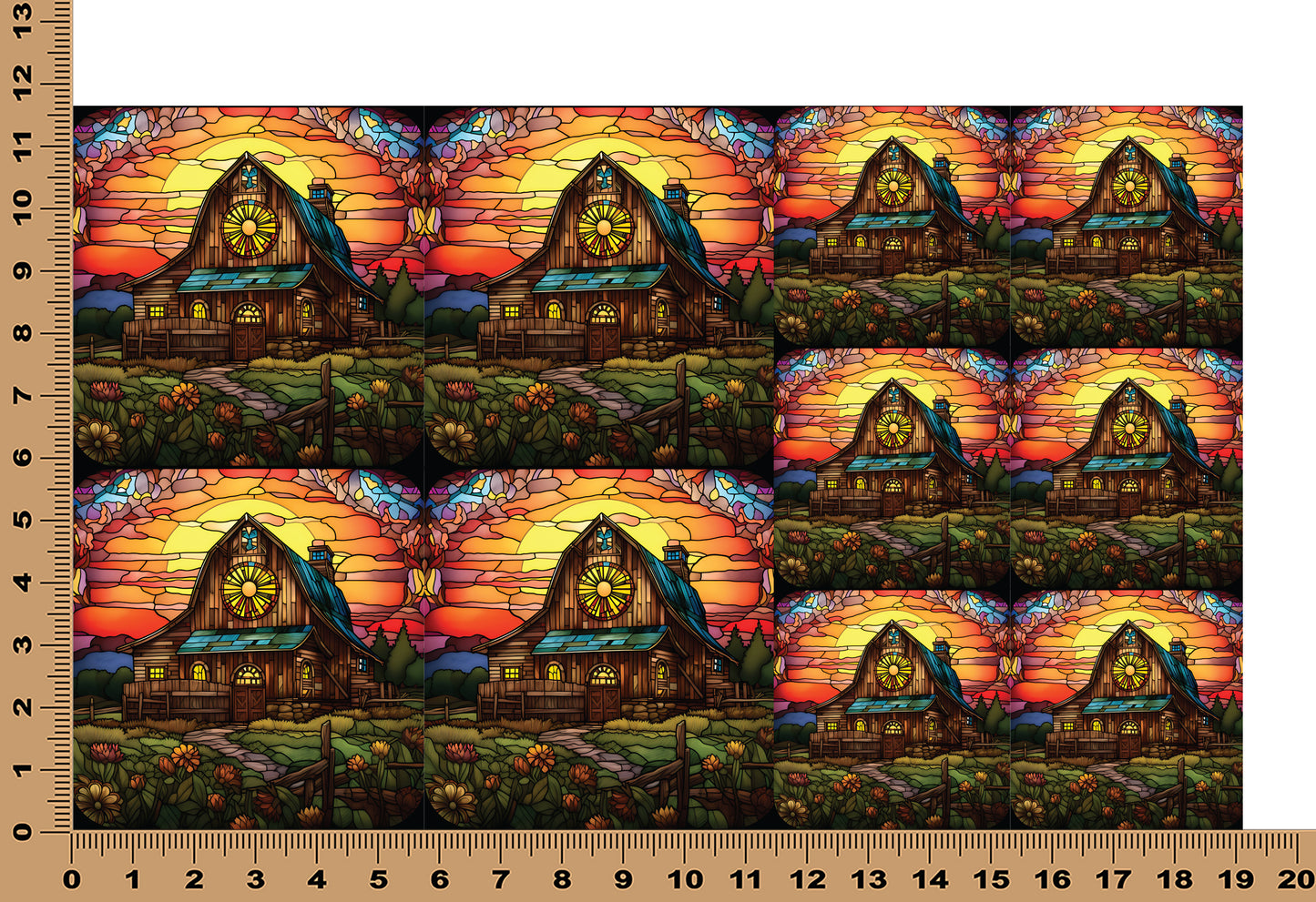 DecoCraft - Elevated Texture - Cherokee Rose - Realistic Stained Glass - Brown Circle Barn