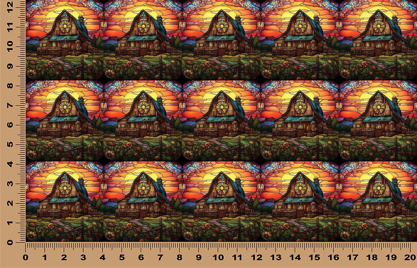 DecoCraft - Elevated Texture - Cherokee Rose - Realistic Stained Glass - Brown Circle Barn