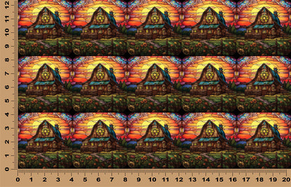 DecoCraft - Elevated Texture - Cherokee Rose - Realistic Stained Glass - Brown Circle Barn