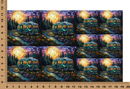 DecoCraft - Elevated Texture - Cherokee Rose - Realistic Stained Glass - Teal Camper