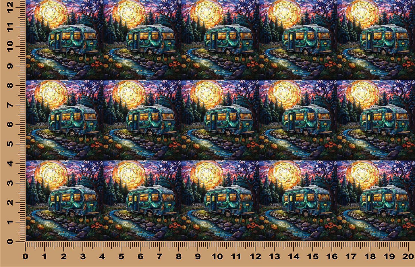 DecoCraft - Elevated Texture - Cherokee Rose - Realistic Stained Glass - Teal Camper