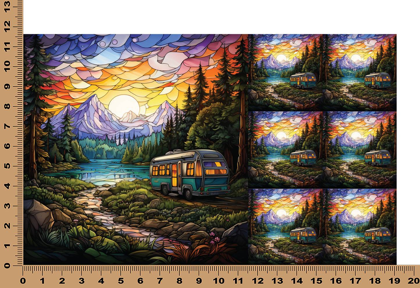 DecoCraft - Elevated Texture - Cherokee Rose - Realistic Stained Glass - Camper Bus