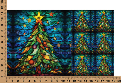 DecoCraft - Elevated Texture - Cherokee Rose - Realistic Stained Glass - Holiday Charm - Christmas Tree