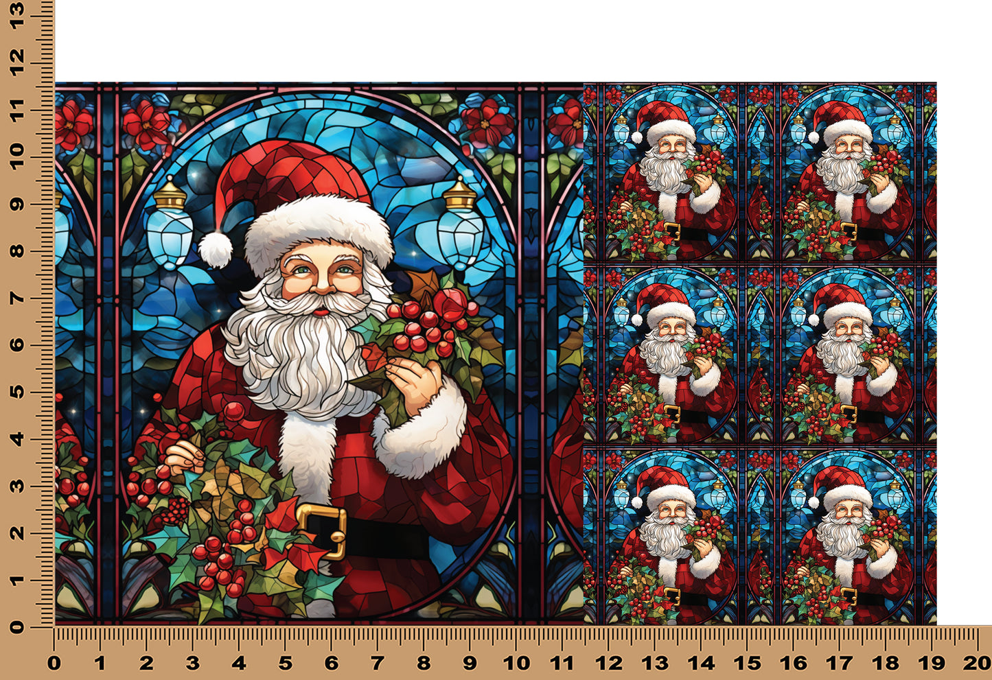 DecoCraft - Elevated Texture - Cherokee Rose - Realistic Stained Glass - Christmas Fun - Santa
