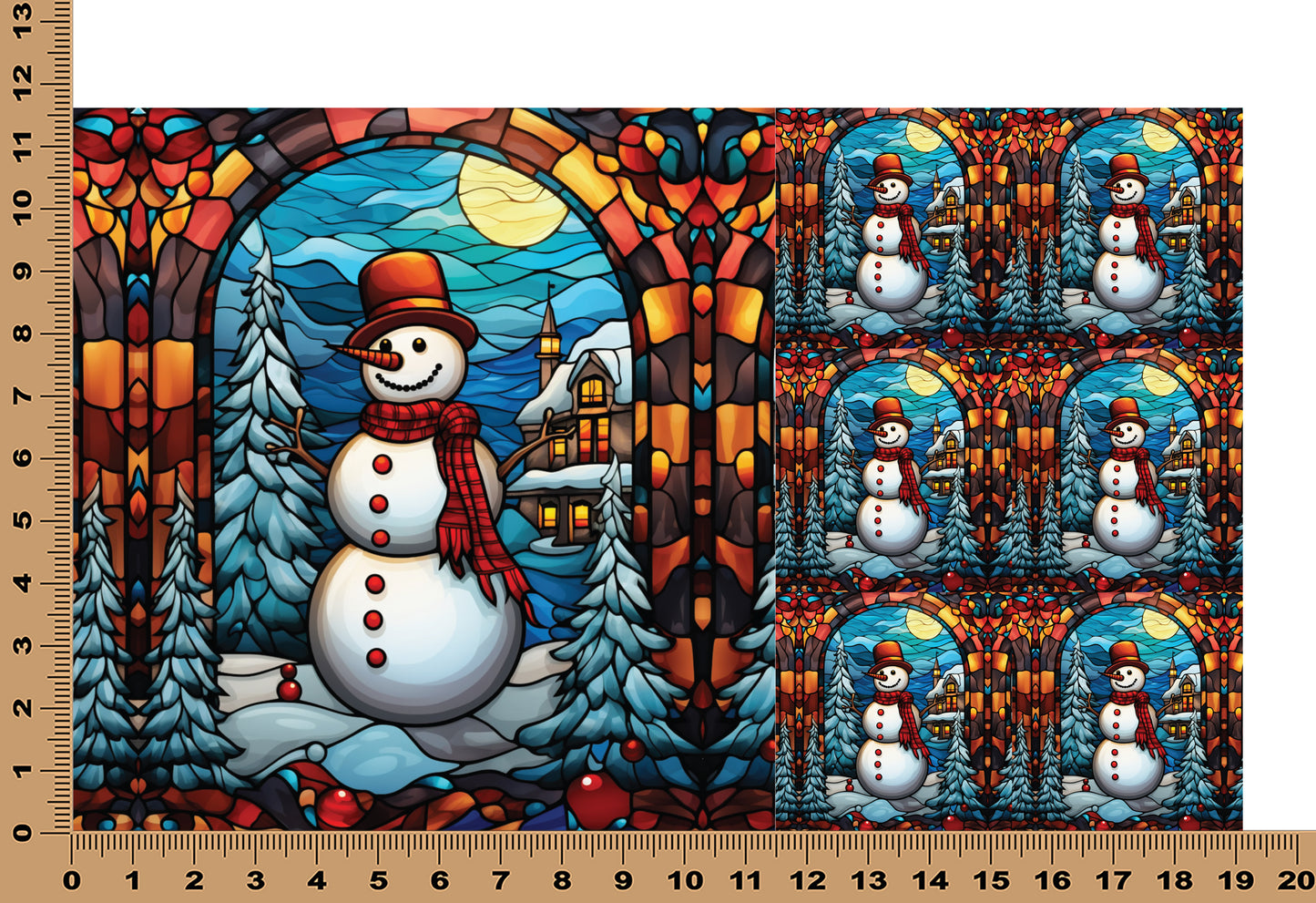 DecoCraft - Elevated Texture - Cherokee Rose - Realistic Stained Glass - Christmas Fun - Snowman