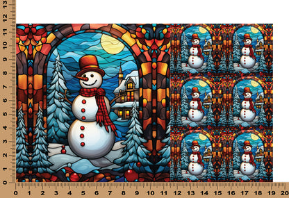 DecoCraft - Elevated Texture - Cherokee Rose - Realistic Stained Glass - Christmas Fun - Snowman