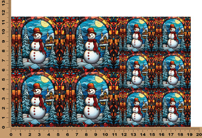 DecoCraft - Elevated Texture - Cherokee Rose - Realistic Stained Glass - Christmas Fun - Snowman