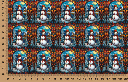 DecoCraft - Elevated Texture - Cherokee Rose - Realistic Stained Glass - Christmas Fun - Snowman