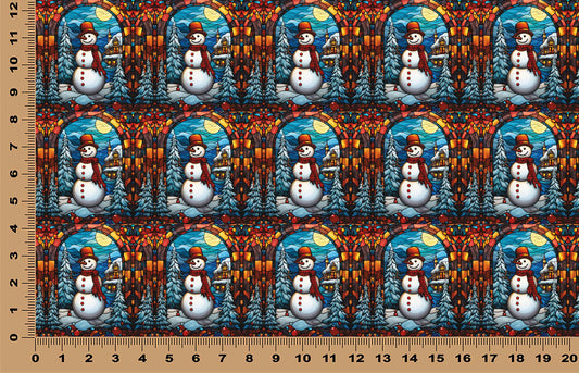 DecoCraft - Elevated Texture - Realistic Stained Glass - Christmas Fun - Snowman