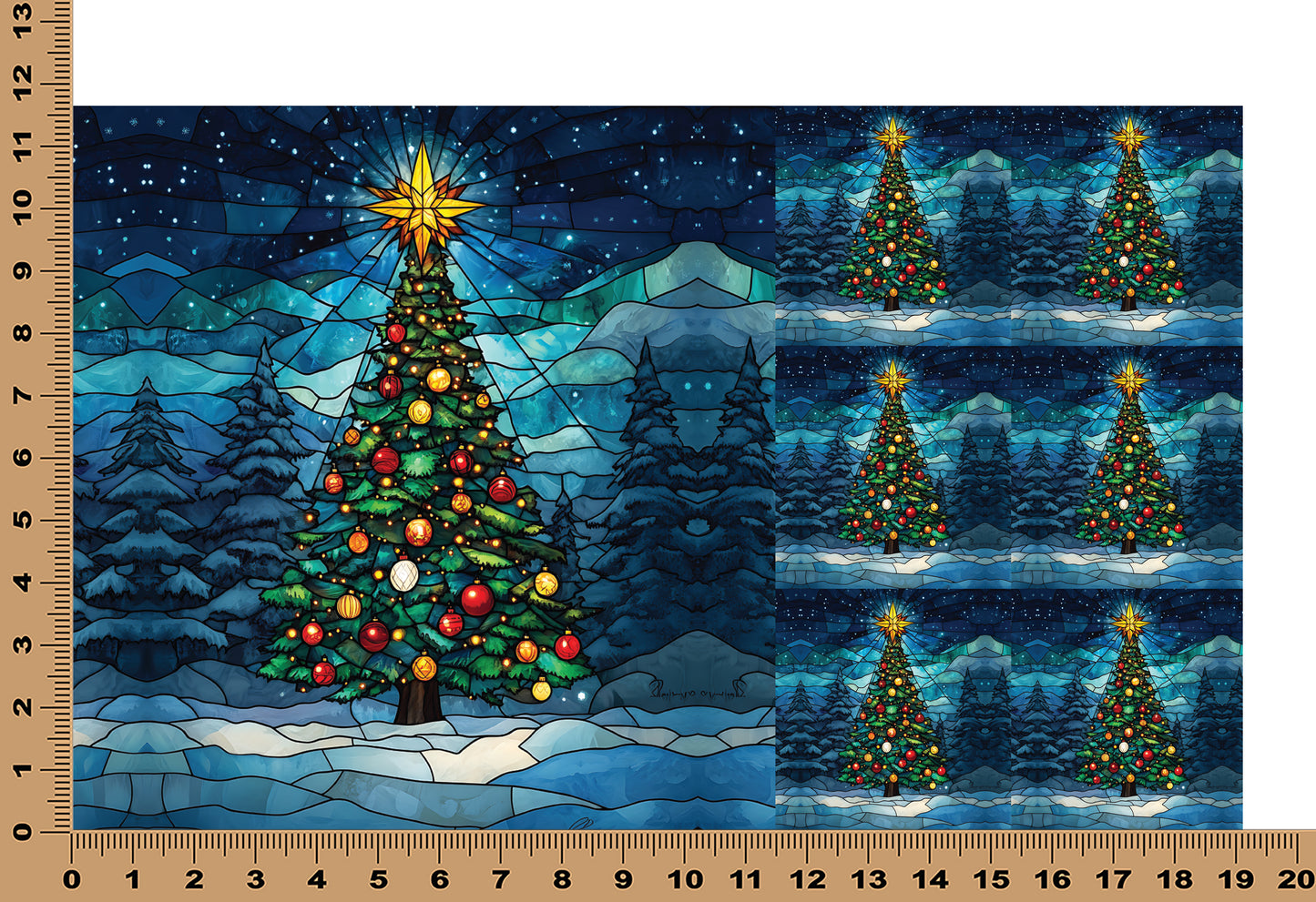 DecoCraft - Elevated Texture - Cherokee Rose - Realistic Stained Glass - Christmas Fun - Christmas Tree