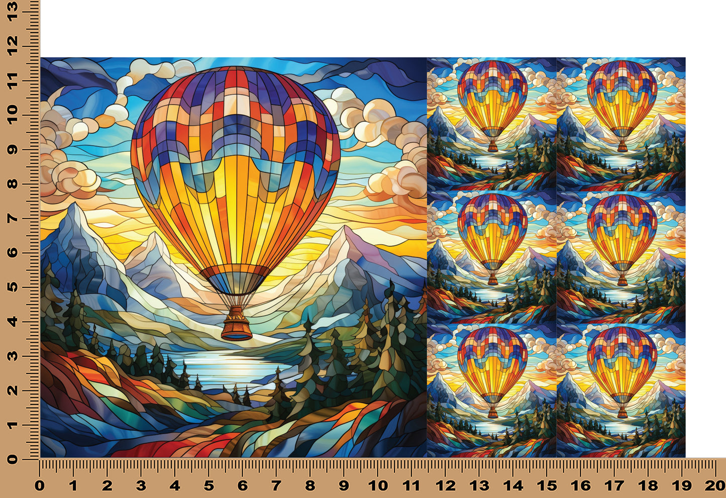 DecoCraft - Elevated Texture - Cherokee Rose - Realistic Stained Glass - Hot Air Balloon - Yellow