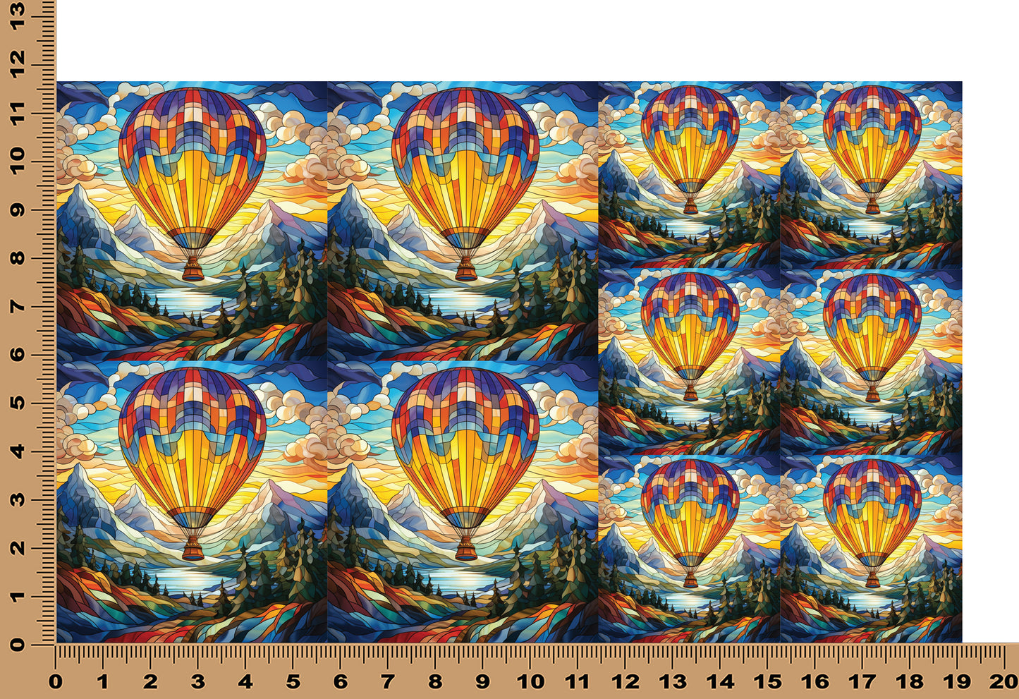 DecoCraft - Elevated Texture - Cherokee Rose - Realistic Stained Glass - Hot Air Balloon - Yellow