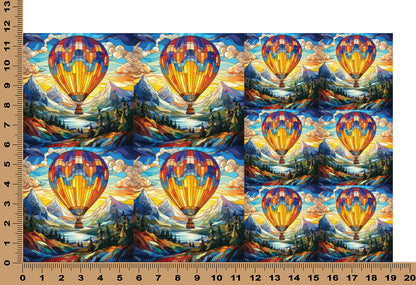 DecoCraft - Elevated Texture - Cherokee Rose - Realistic Stained Glass - Hot Air Balloon - Yellow