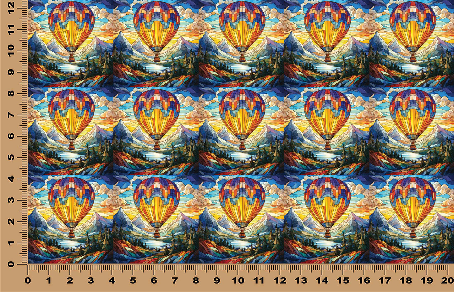 DecoCraft - Elevated Texture - Cherokee Rose - Realistic Stained Glass - Hot Air Balloon - Yellow