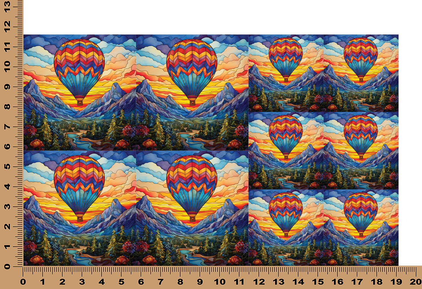 DecoCraft - Elevated Texture - Cherokee Rose - Realistic Stained Glass - Hot Air Balloon - Blue