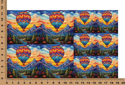 DecoCraft - Elevated Texture - Cherokee Rose - Realistic Stained Glass - Hot Air Balloon - Blue