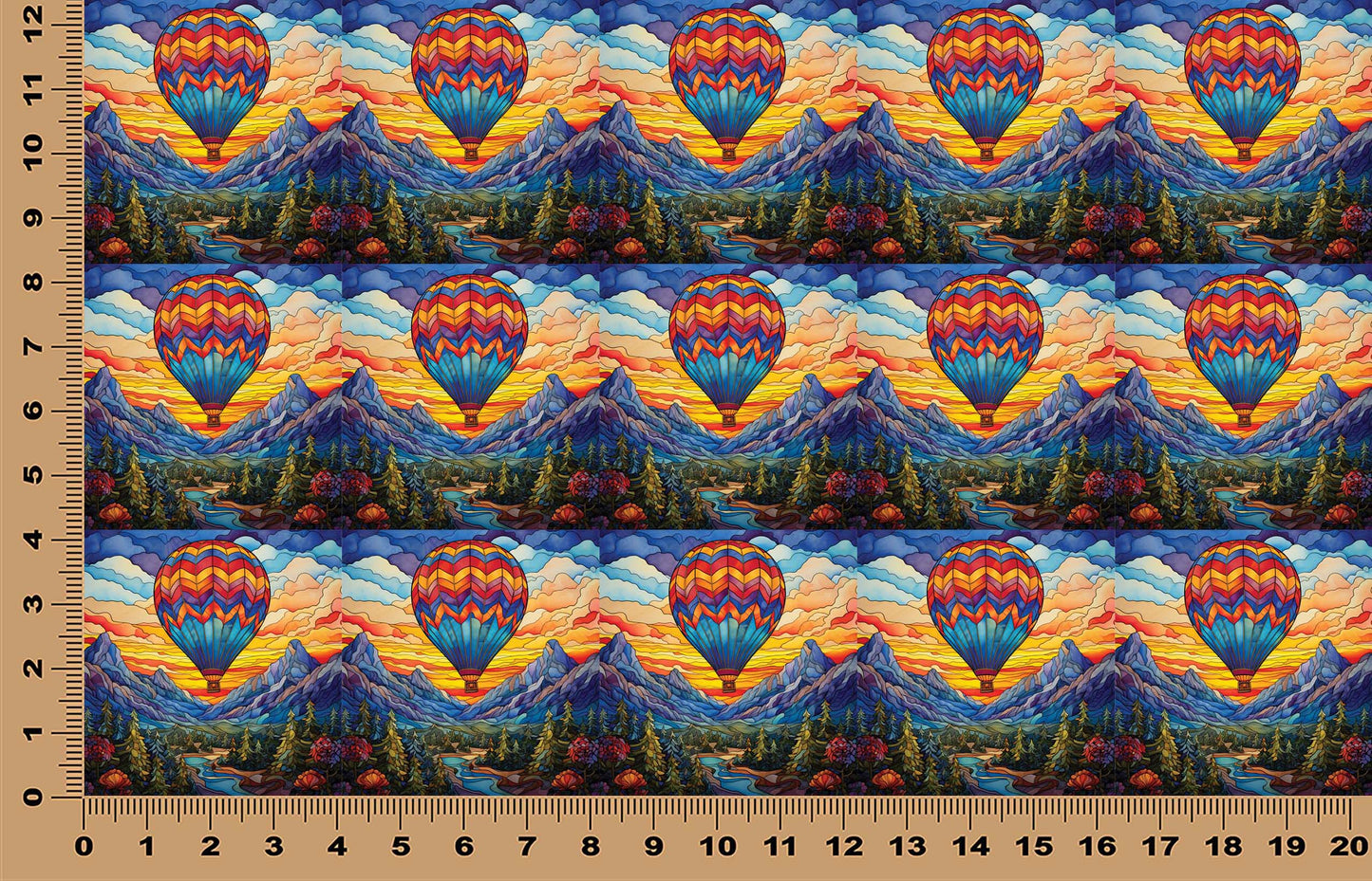 DecoCraft - Elevated Texture - Cherokee Rose - Realistic Stained Glass - Hot Air Balloon - Blue