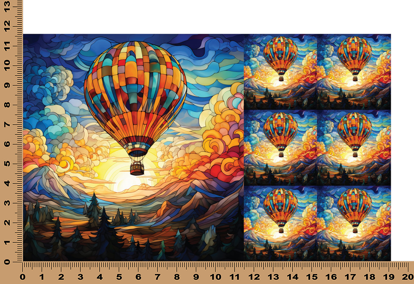 DecoCraft - Elevated Texture - Cherokee Rose - Realistic Stained Glass - Hot Air Balloon - Orange
