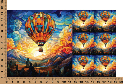 DecoCraft - Elevated Texture - Cherokee Rose - Realistic Stained Glass - Hot Air Balloon - Orange