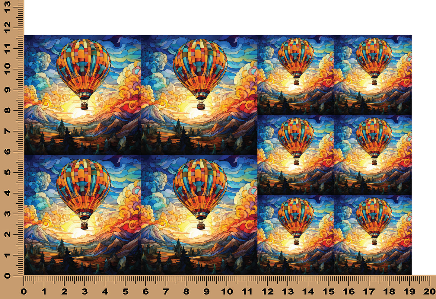 DecoCraft - Elevated Texture - Cherokee Rose - Realistic Stained Glass - Hot Air Balloon - Orange