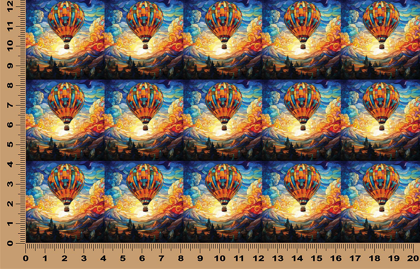 DecoCraft - Elevated Texture - Cherokee Rose - Realistic Stained Glass - Hot Air Balloon - Orange