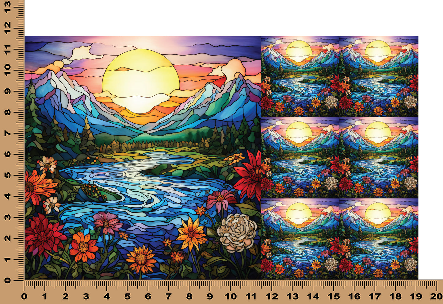 DecoCraft - Elevated Texture - Cherokee Rose - Realistic Stained Glass - Mountain Sunset - Lavender
