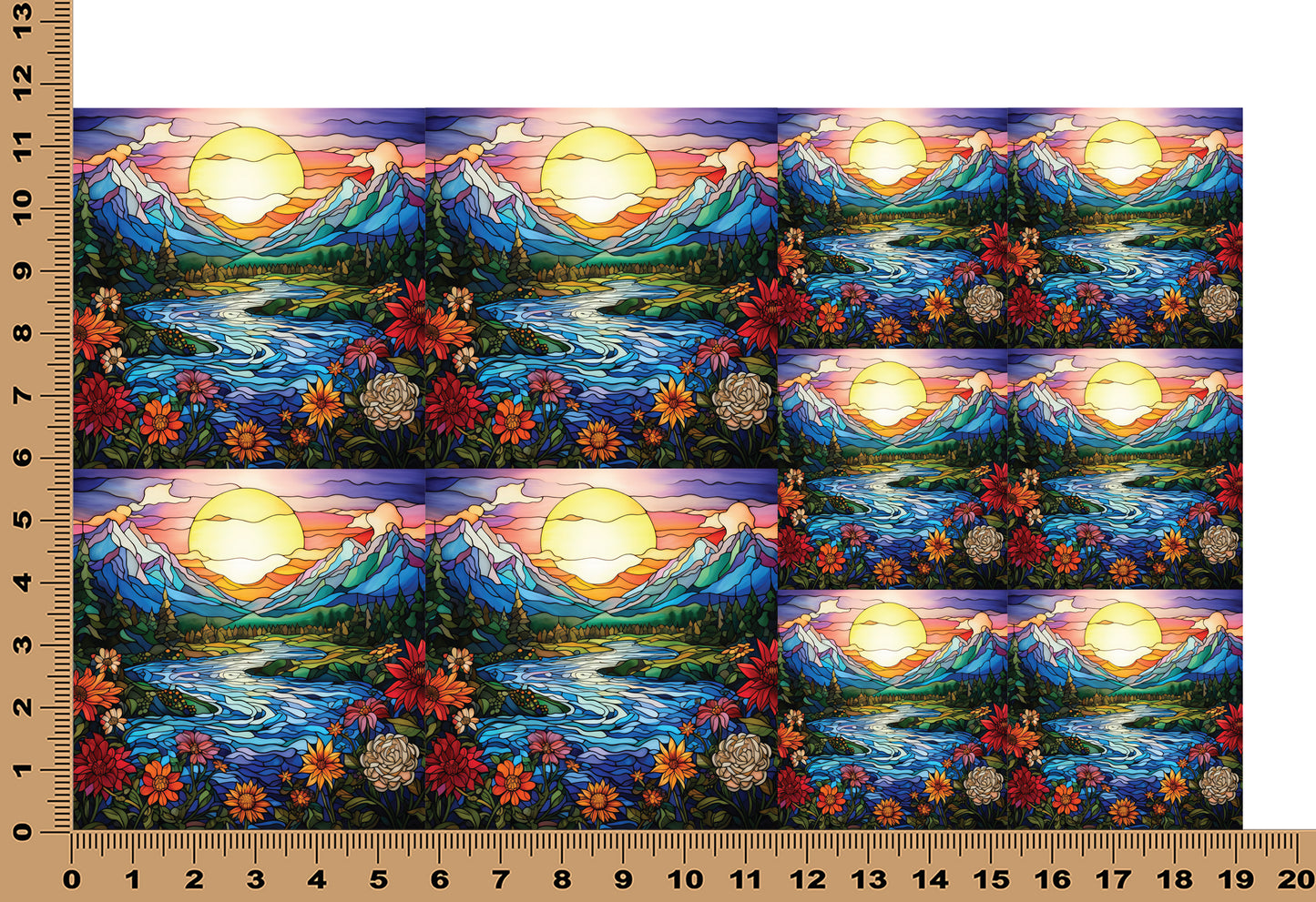 DecoCraft - Elevated Texture - Cherokee Rose - Realistic Stained Glass - Mountain Sunset - Lavender
