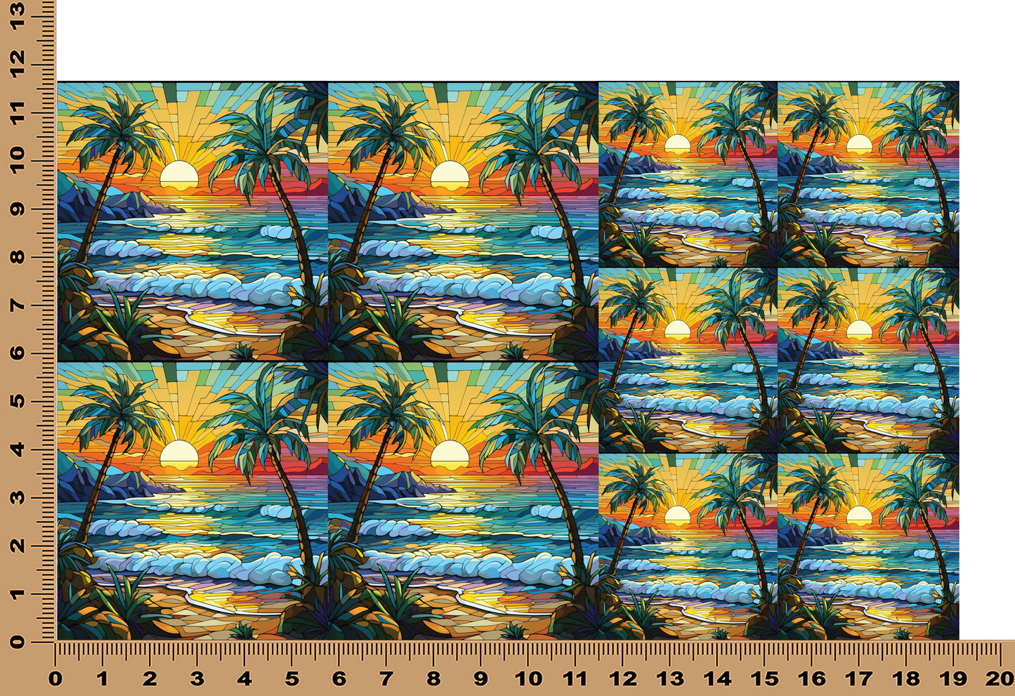 DecoCraft - Elevated Texture - Cherokee Rose - Realistic Stained Glass - Ocean Sunset - Golden Reflection