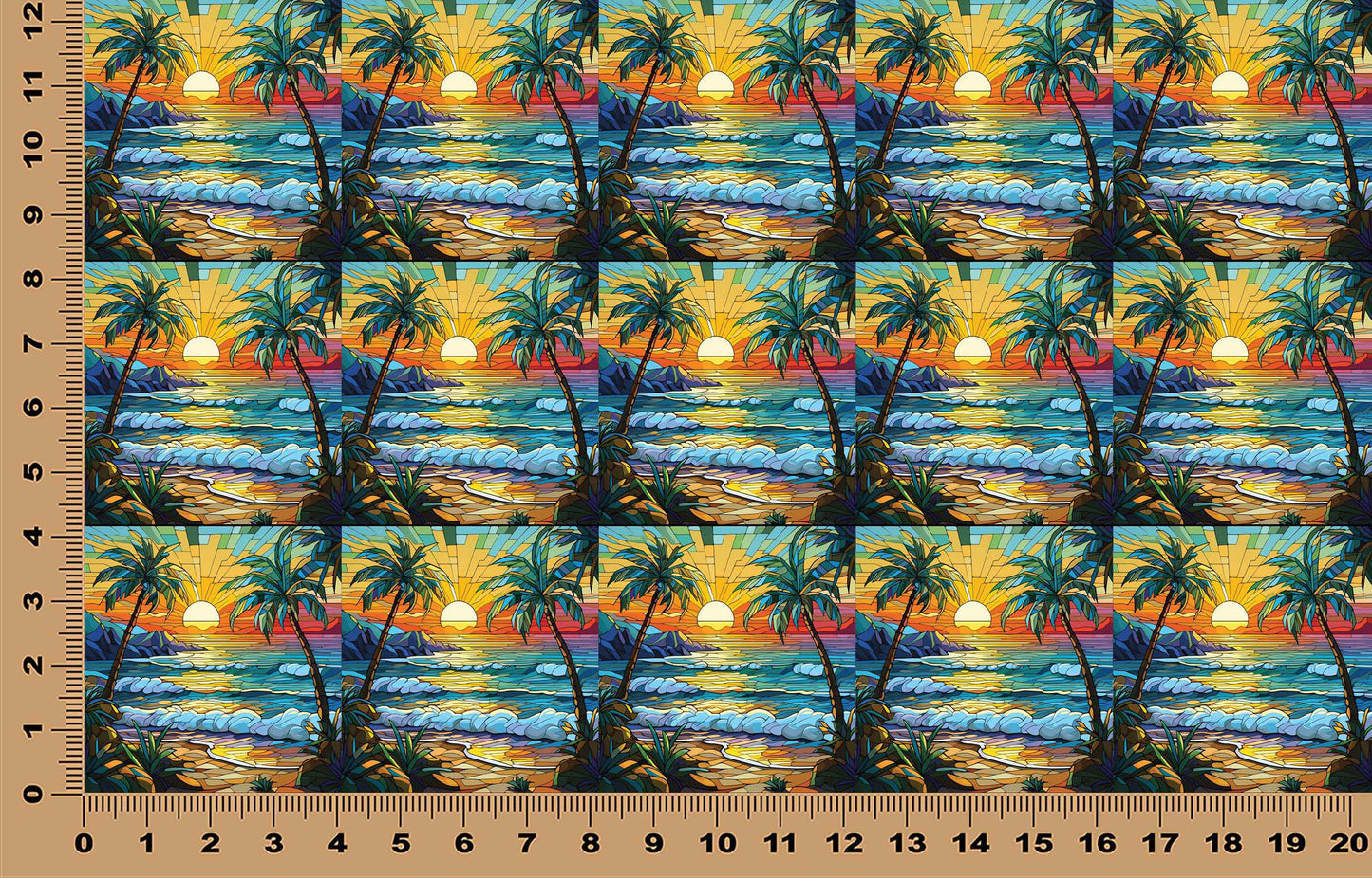 DecoCraft - Elevated Texture - Cherokee Rose - Realistic Stained Glass - Ocean Sunset - Golden Reflection