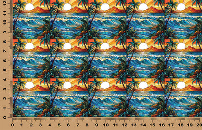 DecoCraft - Elevated Texture - Cherokee Rose - Realistic Stained Glass - Ocean Sunset - Orange Sky