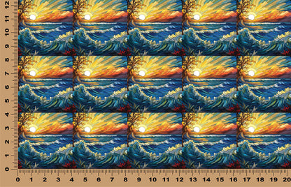 DecoCraft - Elevated Texture - Cherokee Rose - Realistic Stained Glass - Ocean Sunset - Golden Sky