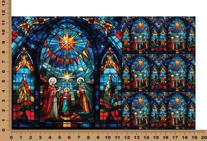 DecoCraft - Elevated Texture - Cherokee Rose - Realistic Stained Glass - Silent Night - Blue Glass