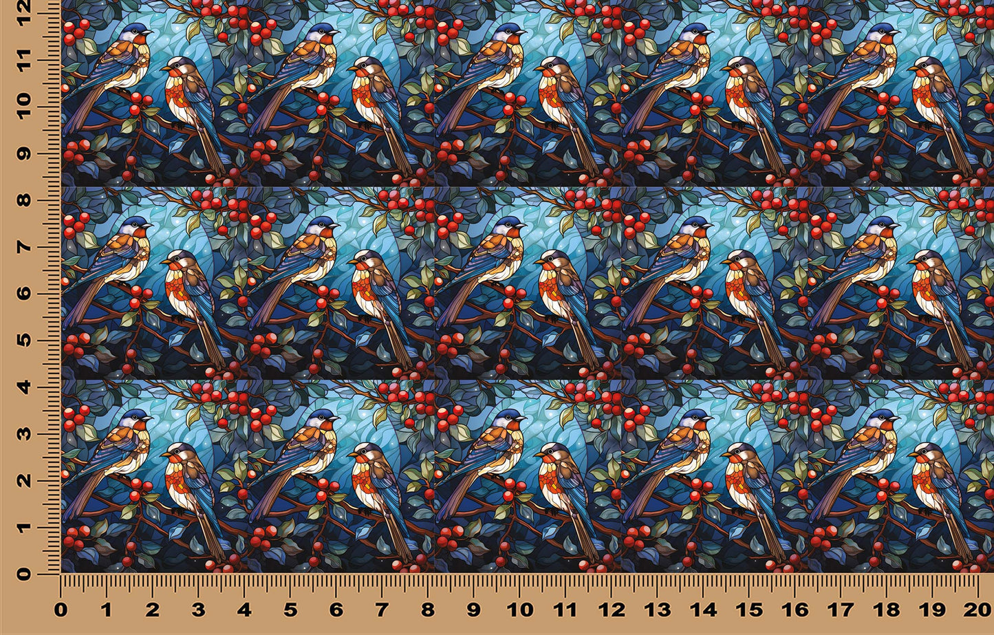 DecoCraft - Elevated Texture - Cherokee Rose - Realistic Stained Glass - Winter Birds - Blue Birds