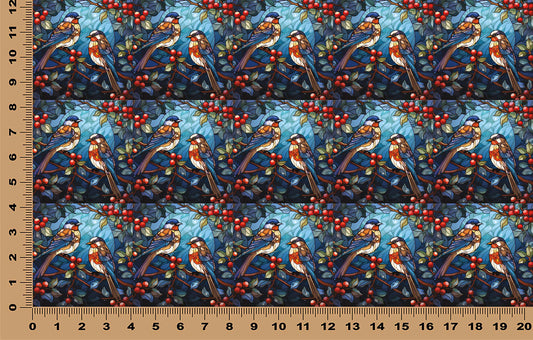 DecoCraft - Elevated Texture - Realistic Stained Glass - Winter Birds - Blue Birds