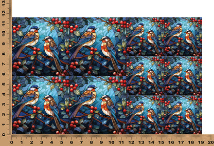 DecoCraft - Elevated Texture - Cherokee Rose - Realistic Stained Glass - Winter Birds - Blue Birds