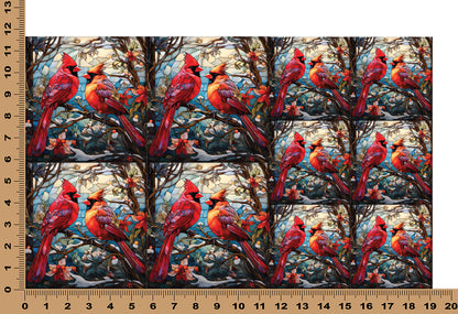 DecoCraft - Elevated Texture - Cherokee Rose - Realistic Stained Glass - Winter Birds - Cardinals